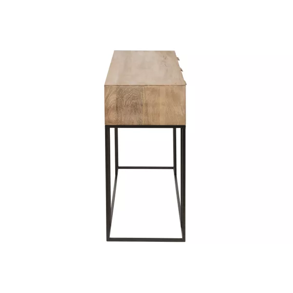 Console 3 tiroirs en bois de manguier et rotin MAZINE (120x42 cm) (Naturel, noir)