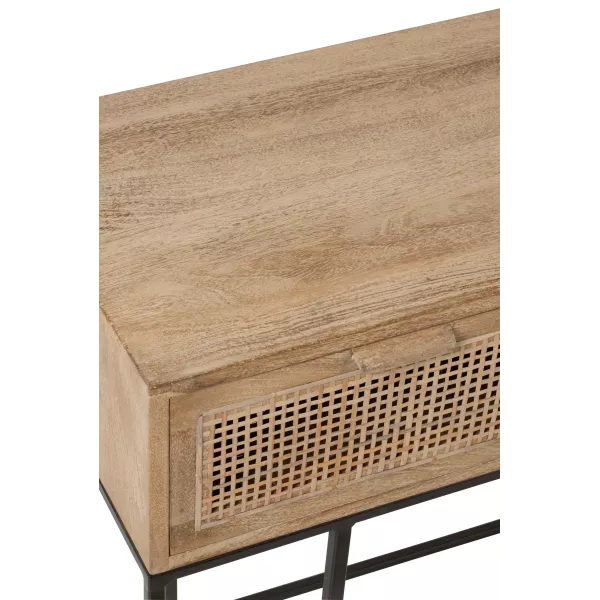 Console 3 tiroirs en bois de manguier et rotin MAZINE (120x42 cm) (Naturel, noir)