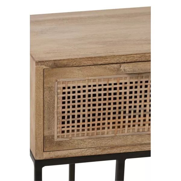 Console 3 tiroirs en bois de manguier et rotin MAZINE (120x42 cm) (Naturel, noir)