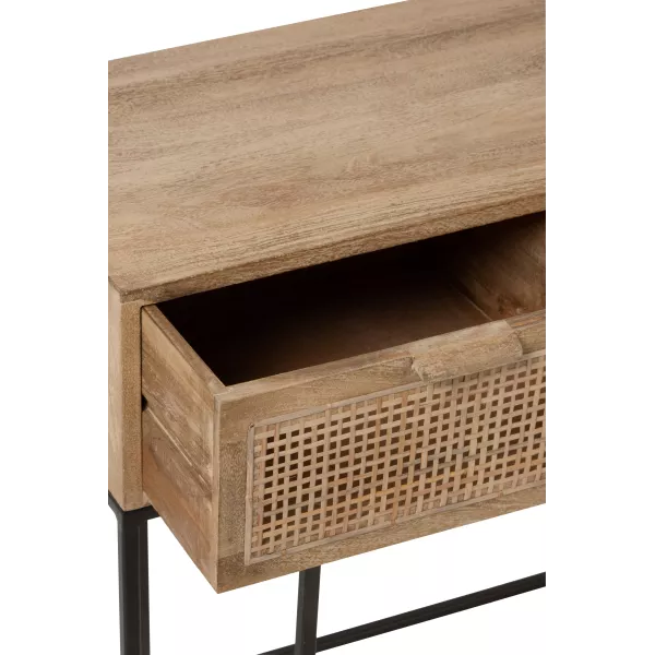 Console 3 tiroirs en bois de manguier et rotin MAZINE (120x42 cm) (Naturel, noir)