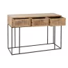 Console 3 tiroirs en bois de manguier et rotin MAZINE (120x42 cm) (Naturel, noir)