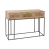 Console 3 tiroirs en bois de manguier et rotin MAZINE (120x42 cm) (Naturel, noir)