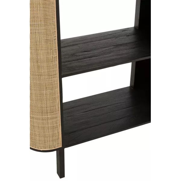 Etagère en bois exotique et rotin MIAFIN (100x190 cm) (Noir, naturel)