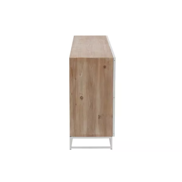 Buffet 4 portes en bois et métal PAGON (180x86 cm) (Blanc, Naturel)