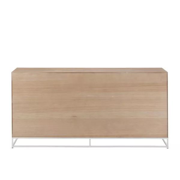 Buffet 4 portes en bois et métal PAGON (180x86 cm) (Blanc, Naturel)