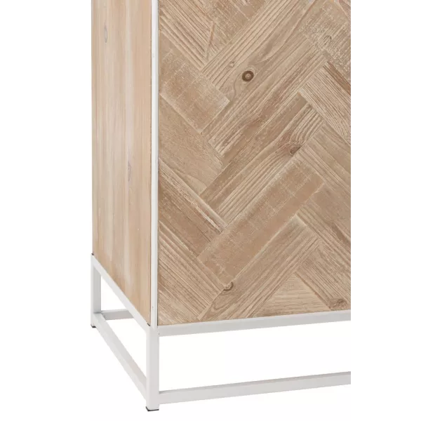 Buffet 4 portes en bois et métal PAGON (180x86 cm) (Blanc, Naturel)