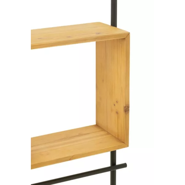 Etagère murale en bois de sapin et métal TANGA (47x180 cm) (Noir, naturel)