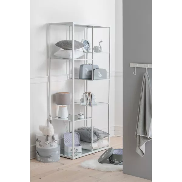 Etagère en métal et verre POULONE (82x177 cm) (Blanc)