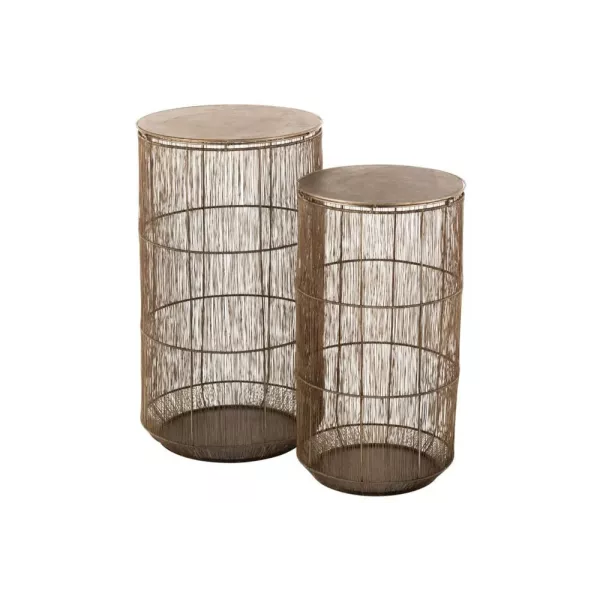 Set de 2 tables gigognes en métal ANTHO (41x72 cm) (Or)