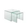 Set de 2 tables gigognes en verre transparent PILONE (65x49 cm) (Transparent)