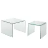 Set de 2 tables gigognes en verre transparent PILONE (65x49 cm) (Transparent)