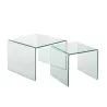 Set de 2 tables gigognes en verre transparent PILONE (65x49 cm) (Transparent)