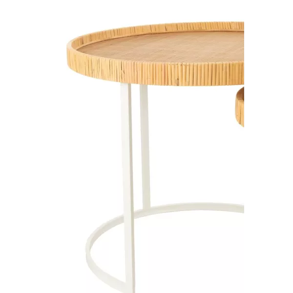 Set de 2 tables gigognes en bois et métal ROUBANE (60x51 cm) (Blanc, Naturel)