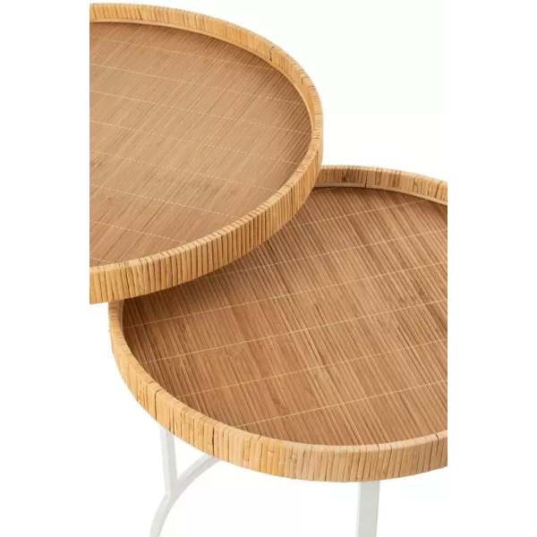 Set de 2 tables gigognes en bois et métal ROUBANE (60x51 cm) (Blanc, Naturel)