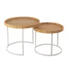 Set de 2 tables gigognes en bois et métal ROUBANE (60x51 cm) (Blanc, Naturel)