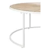 Set de 2 tables gigognes en métal, bois et verre KANOU (91x41 cm) (Blanc, Naturel)