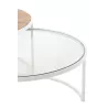 Set de 2 tables gigognes en métal, bois et verre KANOU (91x41 cm) (Blanc, Naturel)