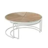 Set de 2 tables gigognes en métal, bois et verre KANOU (91x41 cm) (Blanc, Naturel)