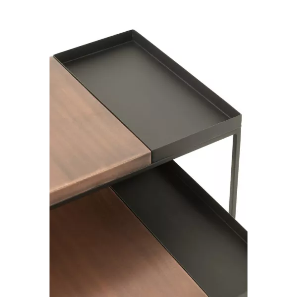 Set de 2 tables gigognes en métal MONGA (60x60 cm) (Bronze, noir)