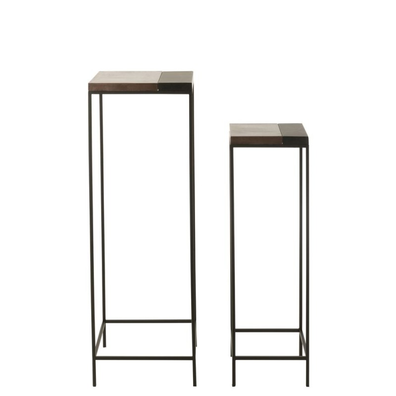 Set de 2 tables gigognes en métal MONGA (41x119 cm) (Bronze, noir)