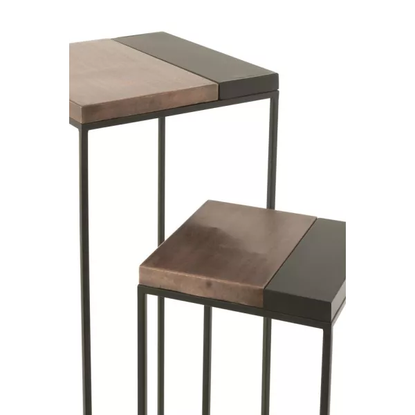 Set de 2 tables gigognes en métal MONGA (41x119 cm) (Bronze, noir)