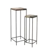 Set de 2 tables gigognes en métal MONGA (41x119 cm) (Bronze, noir)