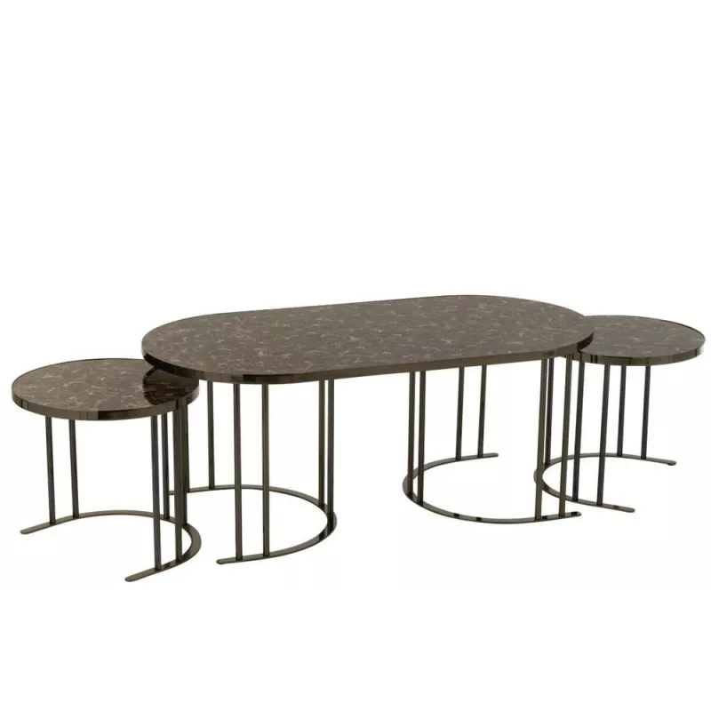 Set de 3 tables gigognes MARIPE (120x48 cm) (Marron)