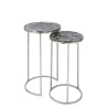 Set de 2 tables gigognes en pierre et métal PALAN (35,5x61 cm) (Gris, argent)