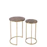 Set de 2 tables gigognes en pierre et métal PALAN (35,5x61 cm) (Marron, or)