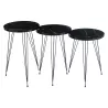 Set de 3 tables de salon en bois et métal GANOU (34x56 cm) (Noir)