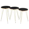 Set de 3 tables de salon en bois et métal GANOU (34x56 cm) (Noir, or)