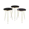 Set de 3 tables de salon en bois et métal GANOU (34x56 cm) (Noir, or)