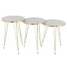 Set de 3 tables de salon en bois et métal PANPA (38x56 cm) (Blanc, or)