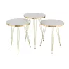 Set de 3 tables de salon en bois et métal PANPA (38x56 cm) (Blanc, or)