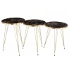 Set de 3 tables de salon en bois et métal PANPA (38x56 cm) (Noir, or)