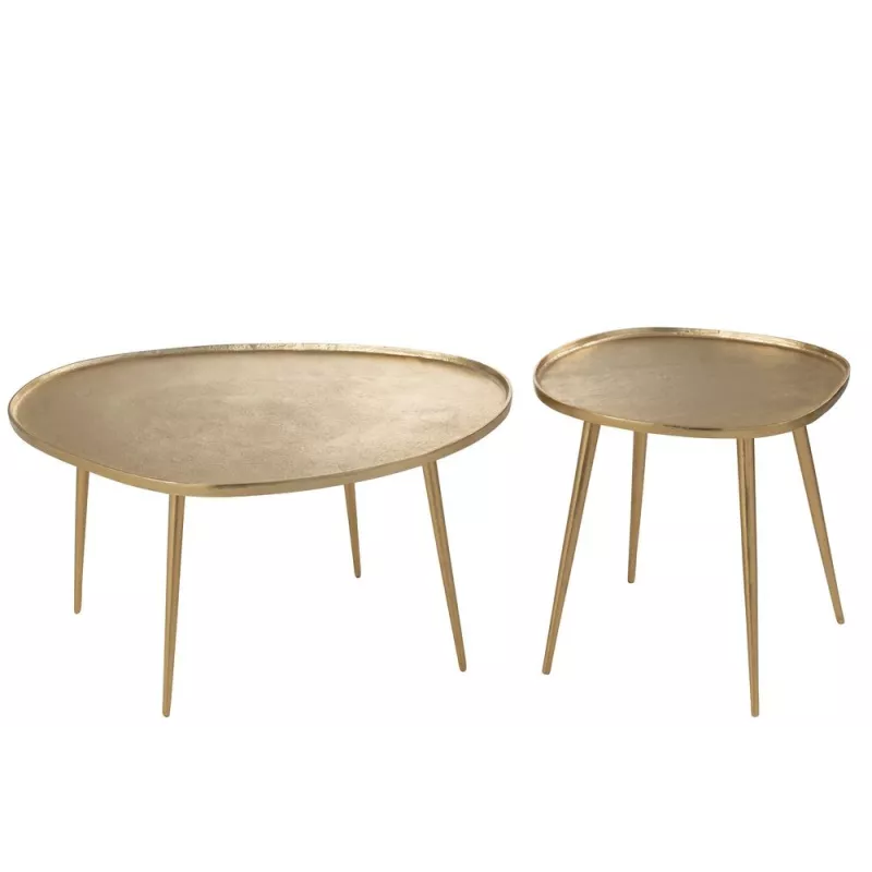 Set de 2 tables d'appoint en métal TYLER (72,5x38 cm) (Or)