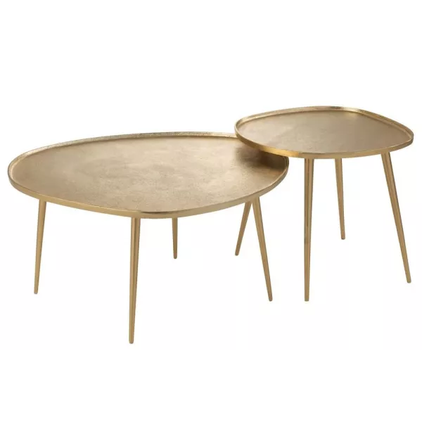 Set de 2 tables d'appoint en métal TYLER (72,5x38 cm) (Or)