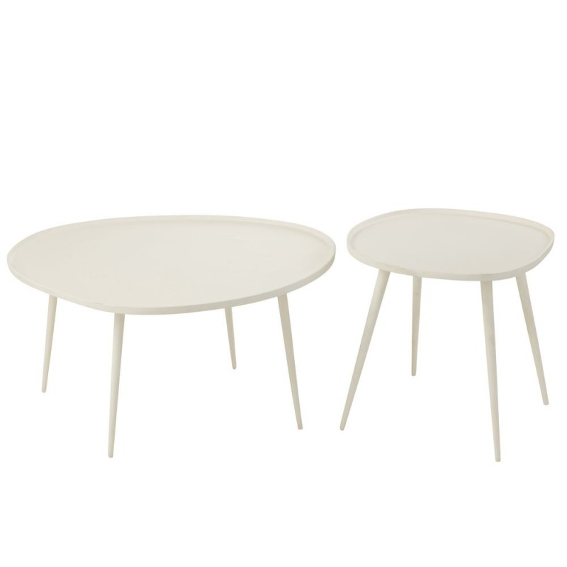 Set de 2 tables d'appoint en métal TYLER (72,5x38 cm) (Blanc)