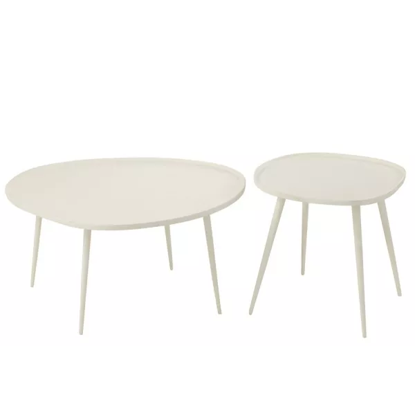 Set de 2 tables d'appoint en métal TYLER (72,5x38 cm) (Blanc)