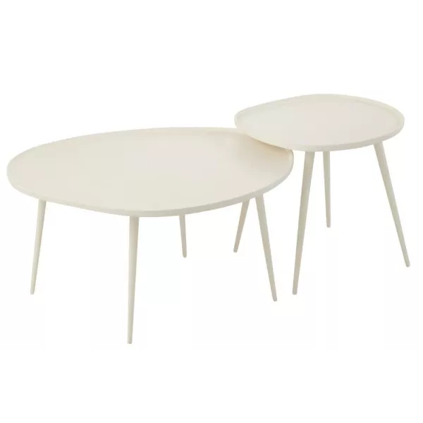 Set de 2 tables d'appoint en métal TYLER (72,5x38 cm) (Blanc)