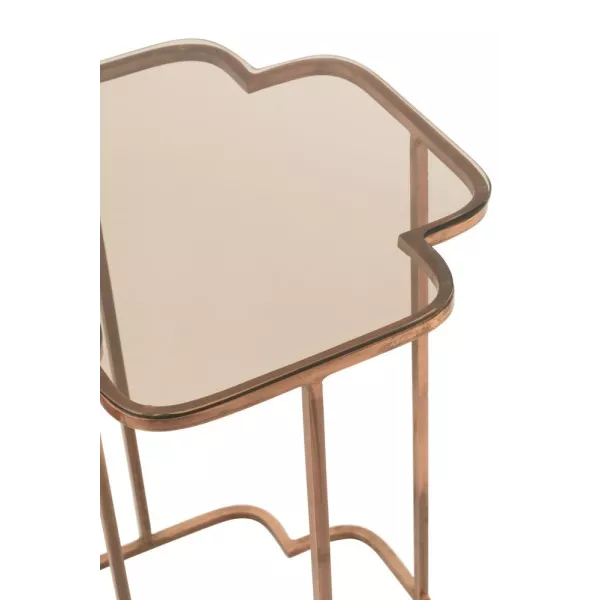 Set de 2 tables gigigognes en métal et verre JANIK (46x61 cm) (Cuivre)