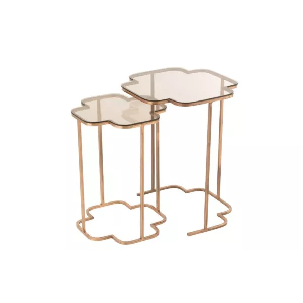 Set de 2 tables gigigognes en métal et verre JANIK (46x61 cm) (Cuivre)