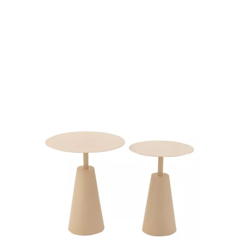 Set de 2 tables d'appoint en métal MAGNA (39x39 cm) (Beige)