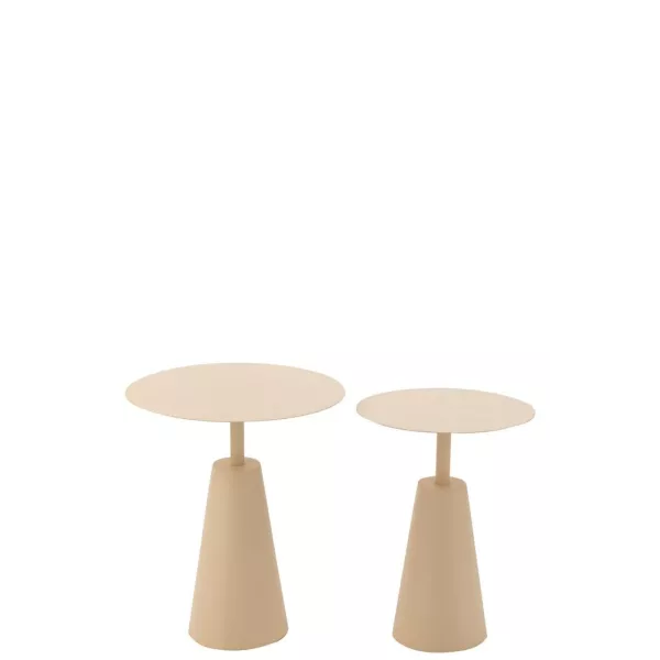 Set de 2 tables d'appoint en métal MAGNA (39x39 cm) (Beige)