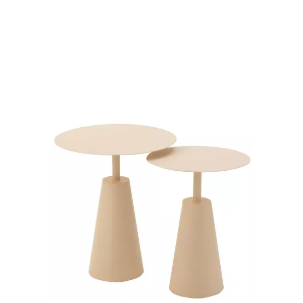 Set de 2 tables d'appoint en métal MAGNA (39x39 cm) (Beige)