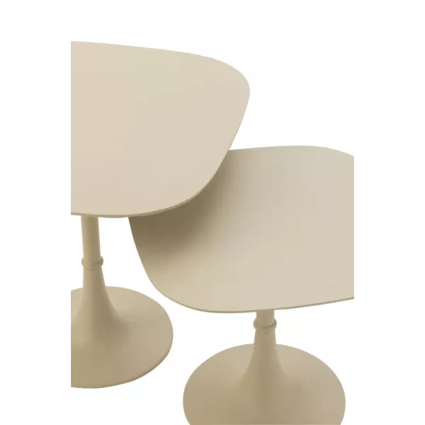 Set de 2 tables d'appoint en métal PYGAN (41x41 cm) (Crème/Ivoire)