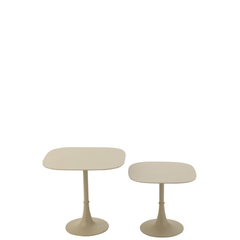 Set de 2 tables d'appoint en métal PYGAN (41x41 cm) (Crème/Ivoire)