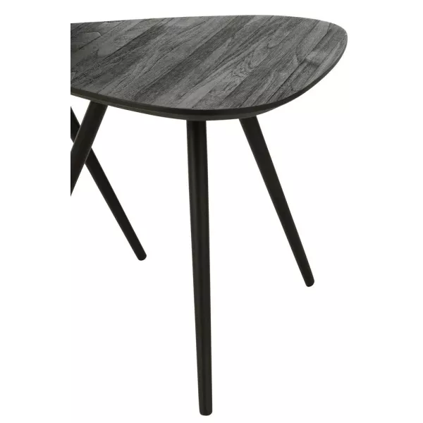 Set de 2 tables basses en teck recyclé PAGO (50x50 cm) (Noir)