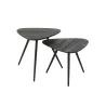 Set de 2 tables basses en teck recyclé PAGO (50x50 cm) (Noir)