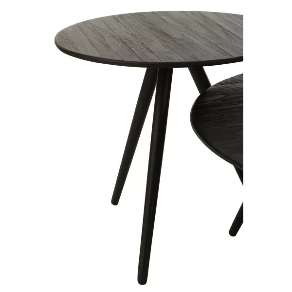 Set de 4 tables basses en teck recyclé PAGO (30x30 cm) (Noir)